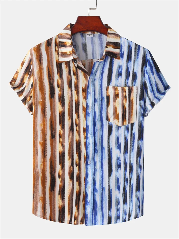 Summer New Hawaiian Style Slim Type Lapel Digital Printing Short-sleeved Shirt Comfortable Casual Men's Shirt