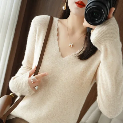 Churchf Churchf Collar Long Sleeve Fleece Sweater Female Loose New Set Lace Sweater Foreign Style Reduce Age Korean Version Of Hot Style Bottom Shirt