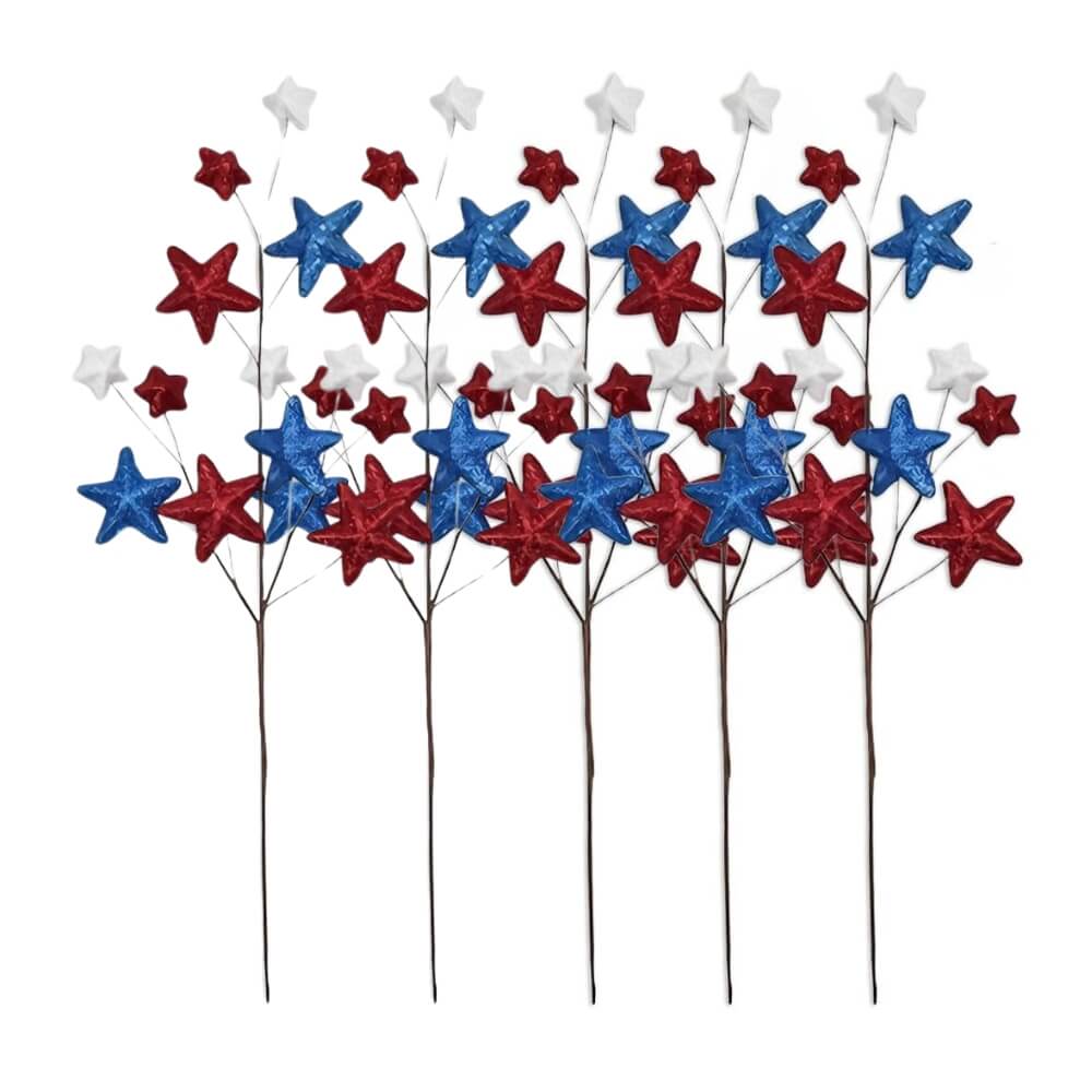 18.9" 4th of July Premium Patriotic Star Berry Stems (5 PCS)