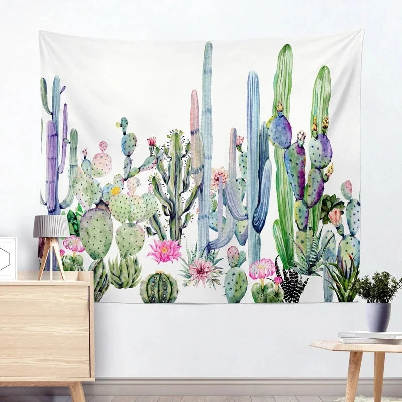 Cactus Succulents Tapestry Summer Succulents Wall Decor Tropical Landscape Wall Hanging Tapestries Picnic Blanket Wall Cloth