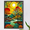 (40*60cm)Stained Glass Landscape - Full Round Drill Diamond Painting