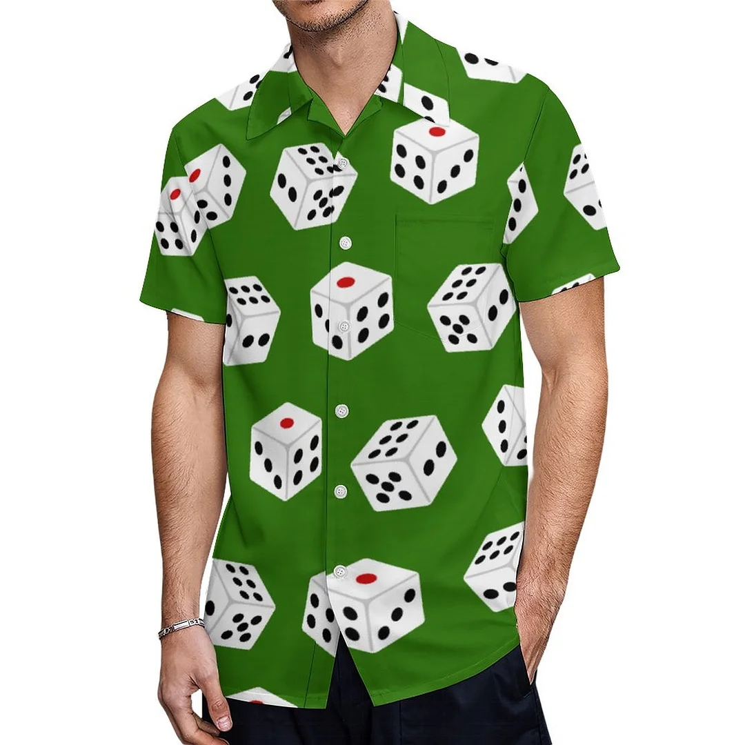 Short Sleeve Gambling Dice Hawaiian Shirt Mens Button Down Plus Size Tropical Hawaii Beach Shirts