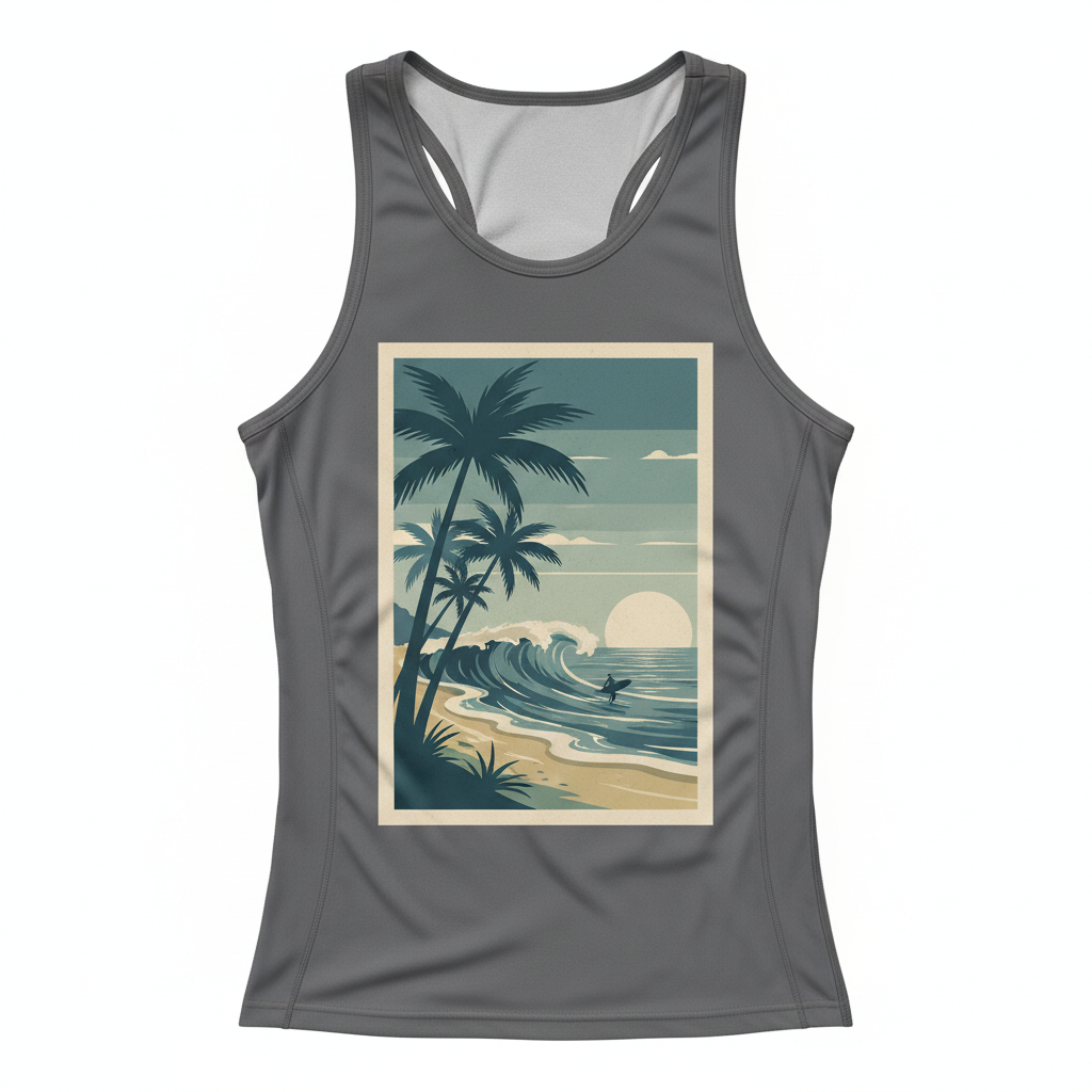 thesupersurf Tropical Sunset Surfing Graphic Tank Top 