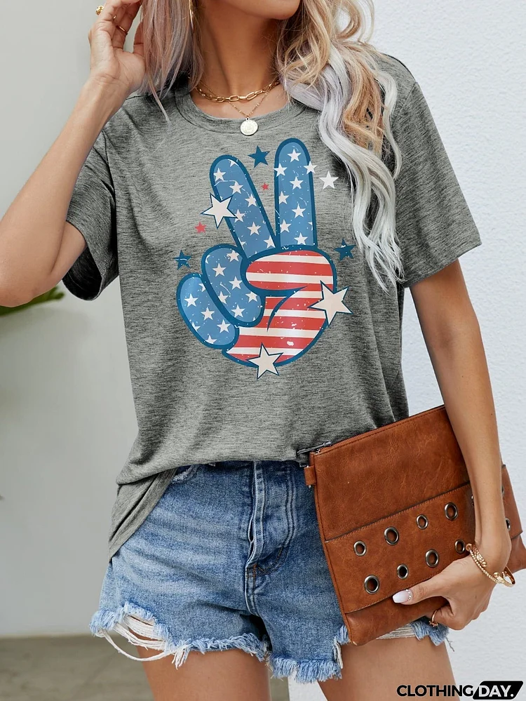 US Flag Peace Sign Hand Graphic Tee