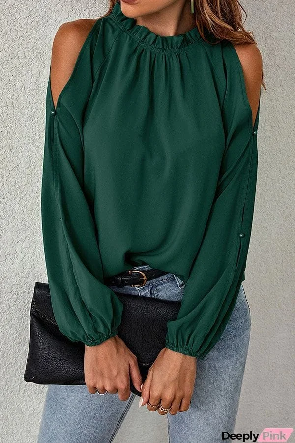 Everything and More Pleated Cold Shoulder Top