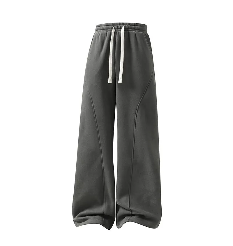 Men's Fleece Thermal Lined Sweatpants  Oversize Drawstring Waist Casual Loose Pants for Fall Winter School Season Daily Wear Stylish Menswear