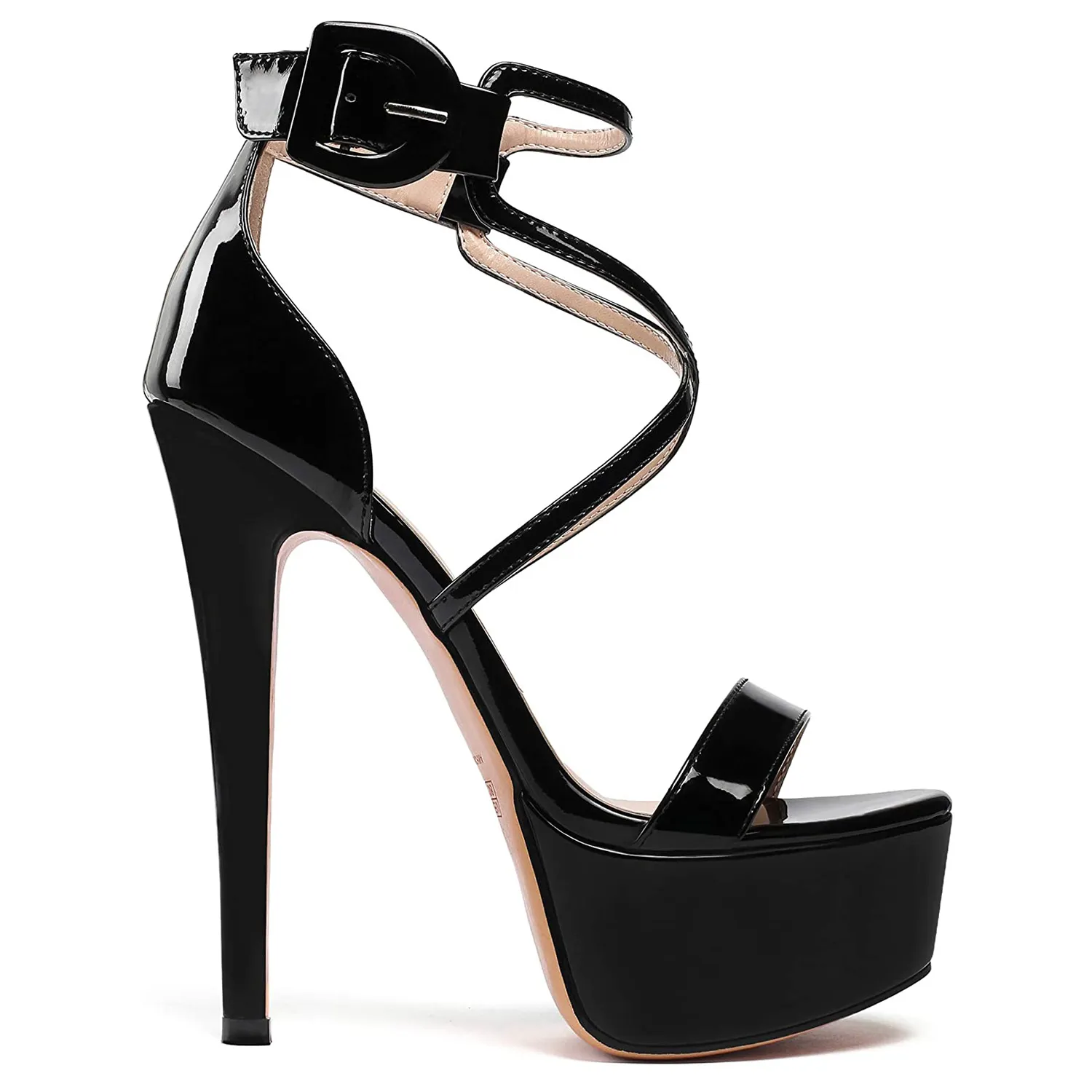 150mm Women's Platform Stiletto Open Toe Ankle Strap Crisscross Sandals-vocosishoes
