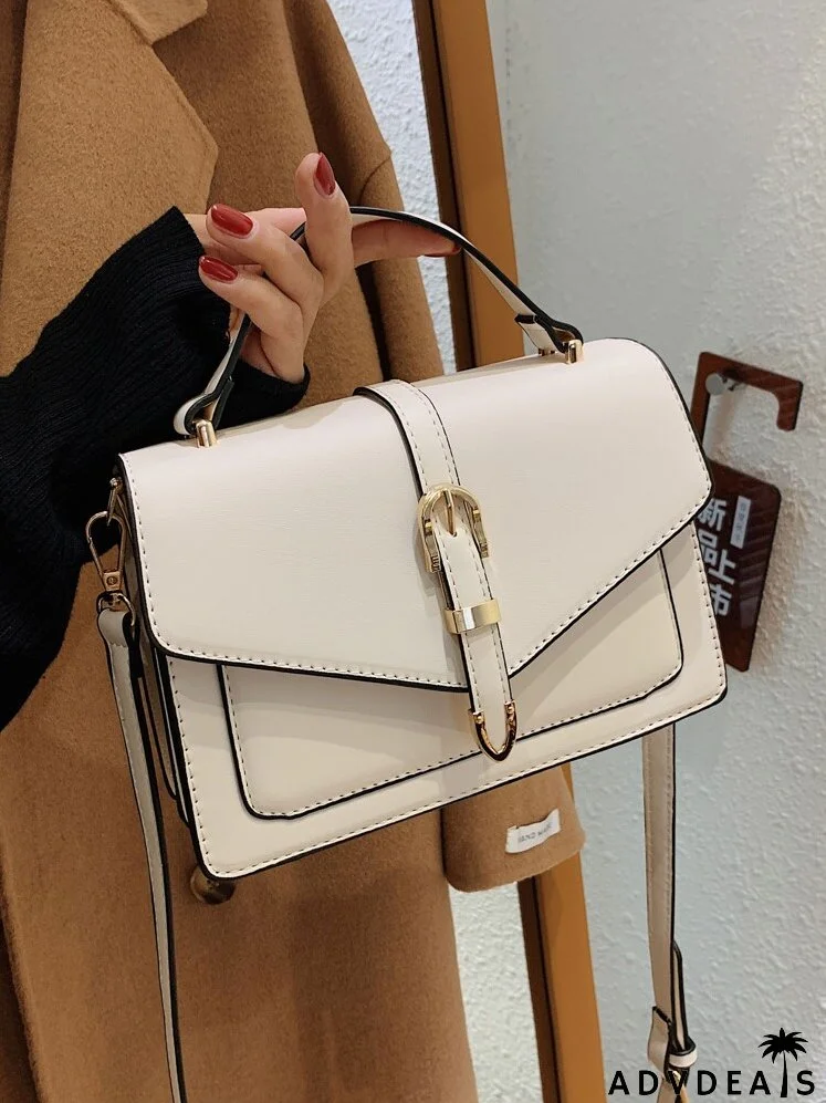 Buckle Detail Flap Square Bag