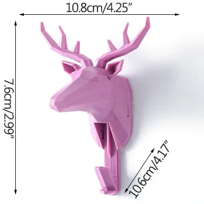 Plastic Creative Animal Head Key Holder Home Decoration Elephant Antlers Hang Hooks for Keys Bathroom Wall Hangers Coat Hook