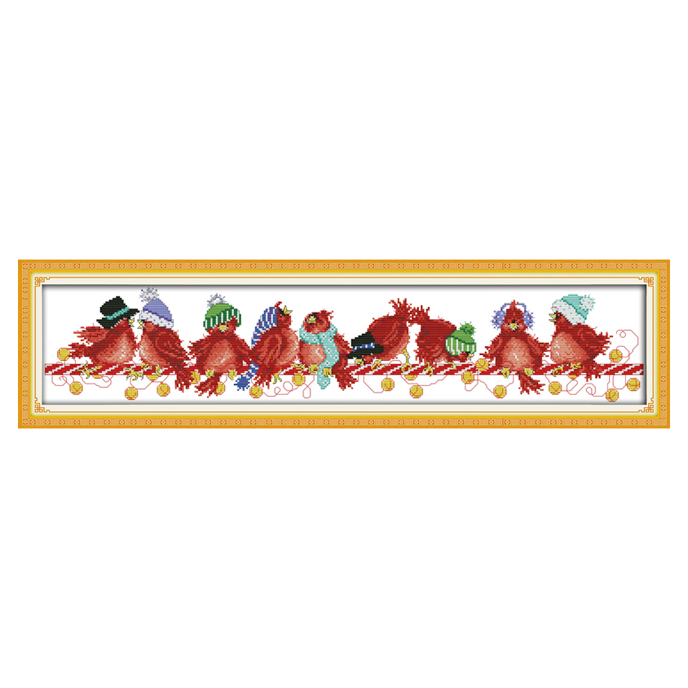 

Christmas Bird - 14CT Stamped Cross Stitch - 70*17CM, 501 Original