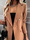 Urban Solid Color Notched Collar Long Sleeves Blazer