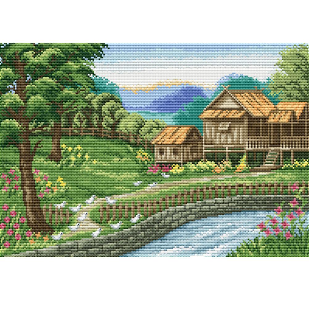 

Small Villa - 11CT Stamped Cross Stitch - 54*39cm, 501 Original