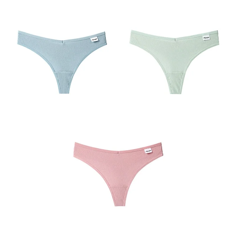 3pcs Women Cotton Panties Sexy Sports Underwear For Woman Lady T-back Female Thongs Cotton Lingerie Woman Intimates New BANNIROU