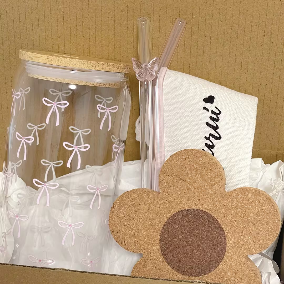 Maneifurui™  Pink Bows Glass Bundle 16oz