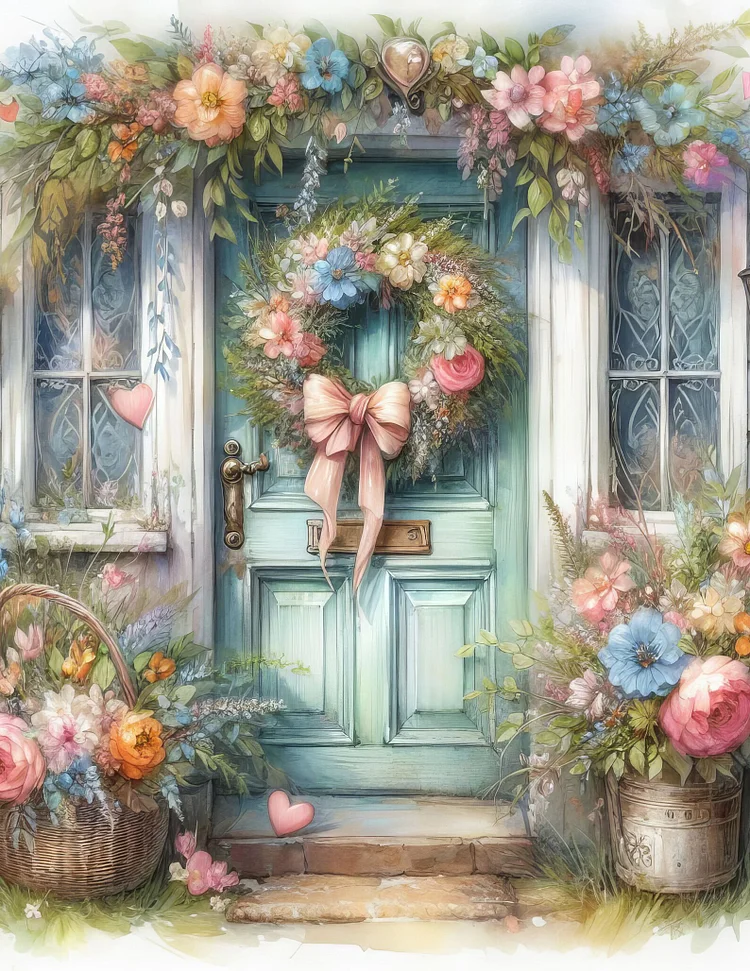 Spring Wreath 40*50CM (Canvas) Diamond Painting gbfke