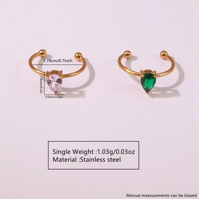 Tropical Minimalist Cool Style Triangle Geometric 304 Stainless Steel Artificial Rhinestones 18K Gold Plated Inlay Open Rings