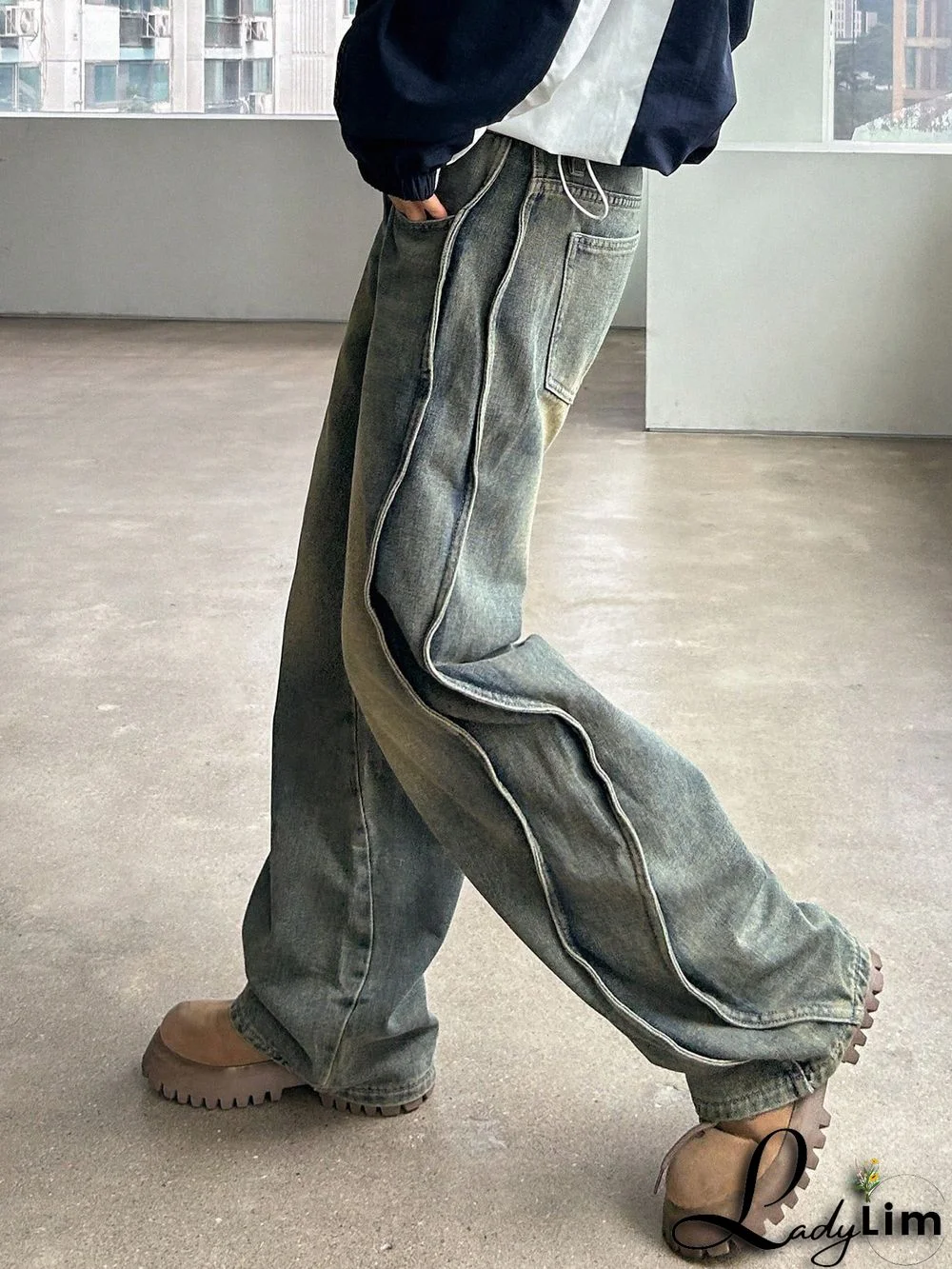 Seam Side Wide Leg Jeans