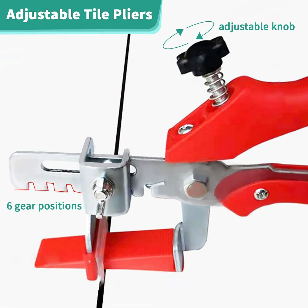 مجموعة نظام تسوية البلاط مع زرادية واحدة للبلاط، و200 قطعة من مشابك فواصل البلاط مقاس 2 مم و100 قطعة من إسفين مستوى البلاط القابل لإعادة الاستخدام