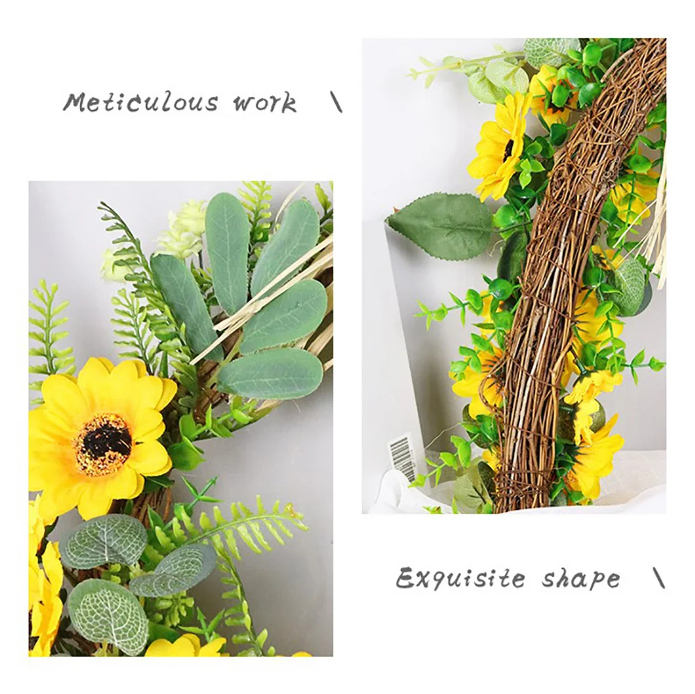 Sunflower simulation cow horn wreath props decoration