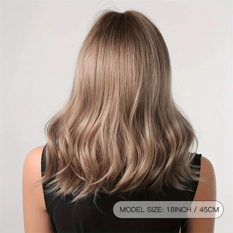 Medium Long Curly Synthetic Wig With Air Bangs Beginners Friendly details 3