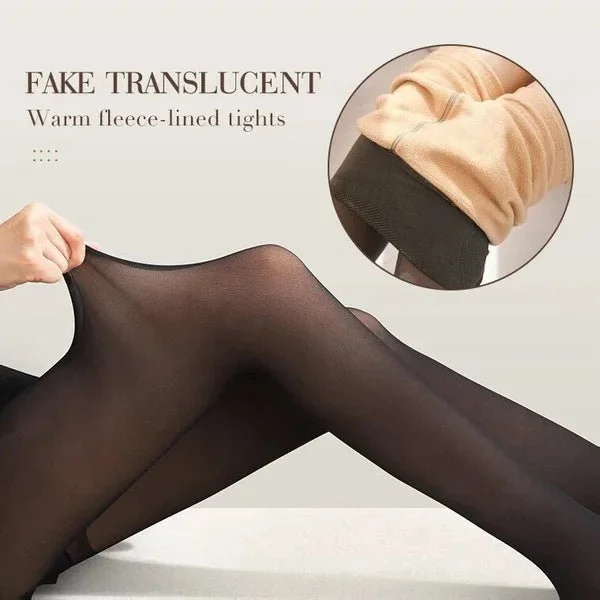  Translucent Warm Plush Lined Elastic Tights