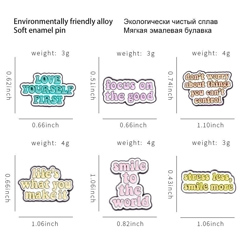 Modern Style Letter Alloy Stamping Stoving Varnish Plating Unisex Brooches