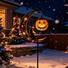 Iron Black Cat Moon Ground Lamp with Auto On/Off Solar-Powered Garden Light