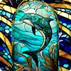 Diamond Painting-DIY Full Round Drill Stained Glass Dolphin