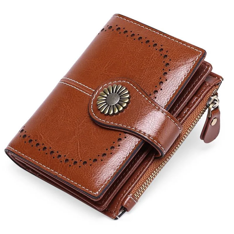 Women Wallet Genuine Leather Bifold Purse