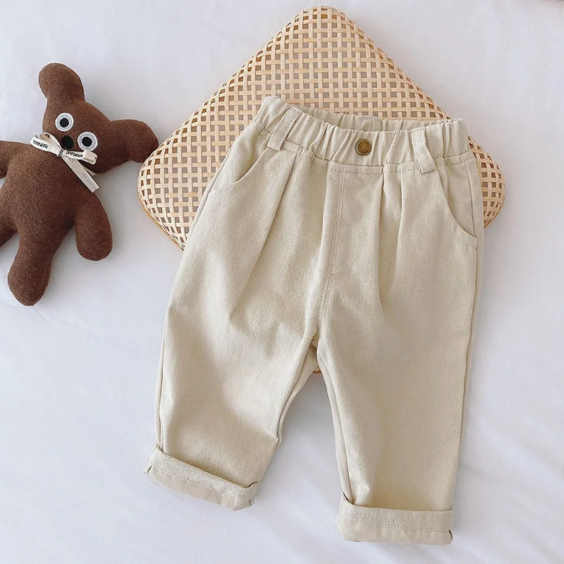 MILANCEL 2022 Spring New Baby Pants Solid  Boys Pants Fashion Kids Trousers Brief Kids Jeans