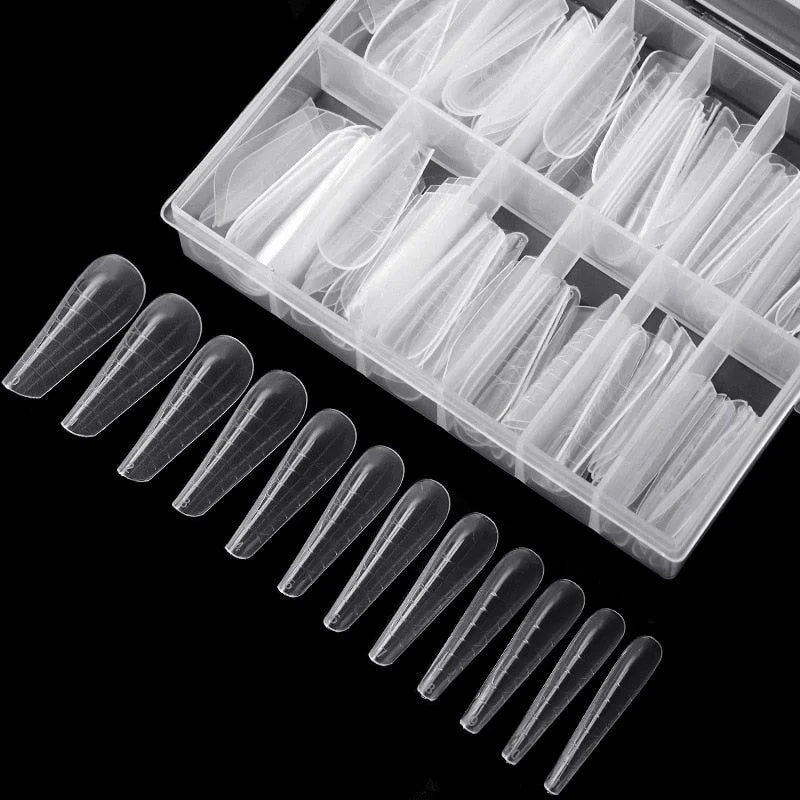 120Pcs/Box Quick Building Mold Nail Tips Dual Form False Nails Clear Manicure Tools for Extension Gel Nail Art-Nail Inspo