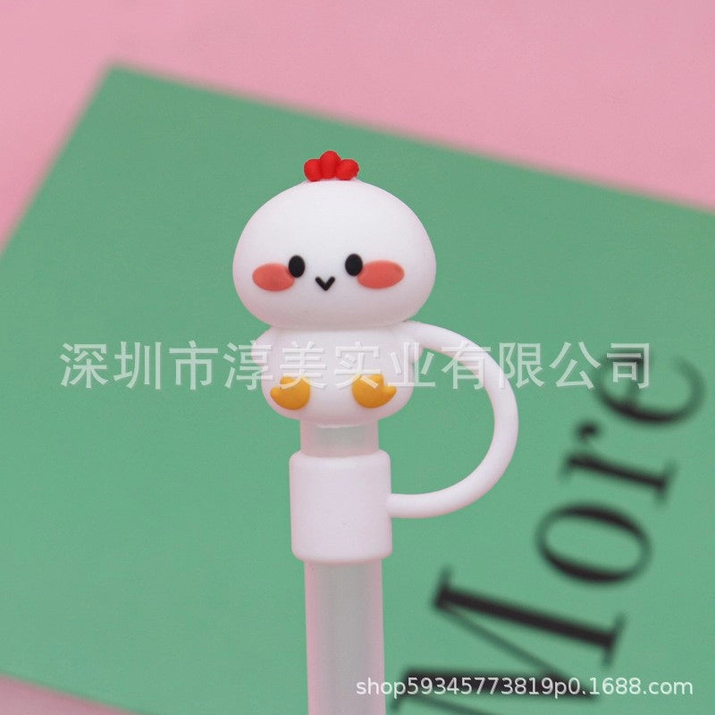 5 Pieces Silicone Straw Cap Flower Cartoon Baiyun Cup Straw Protective Cover Dust Plug 10mm