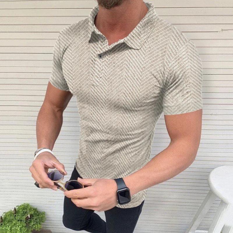 Men's Casual Retro Solid Color Printed Polo Shirt