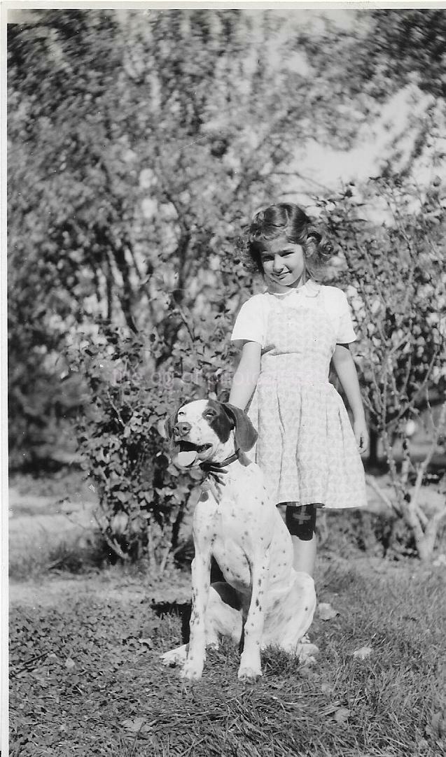 A GIRL AND HER DOG Vintage FOUND Photo Poster paintingGRAPH bw Original Snapshot CHILD 02 15 D