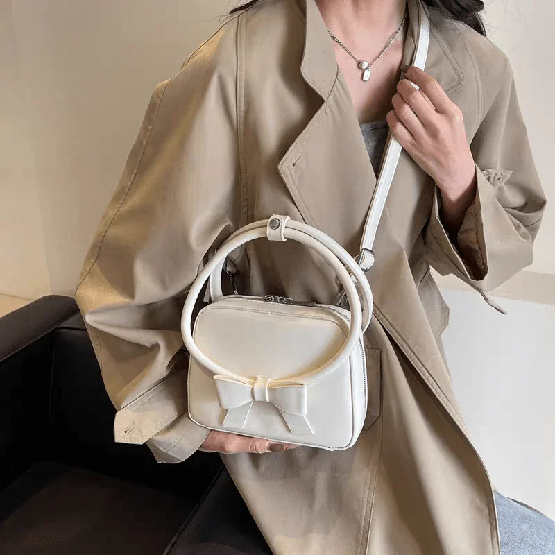 Pink Bowknot Leather Shoulder Bag