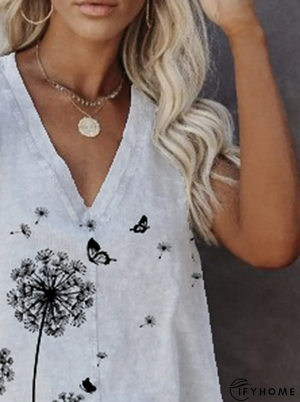 Vintage Floral Off Shoulder Cold Shoulder T-shirt | IFYHOME