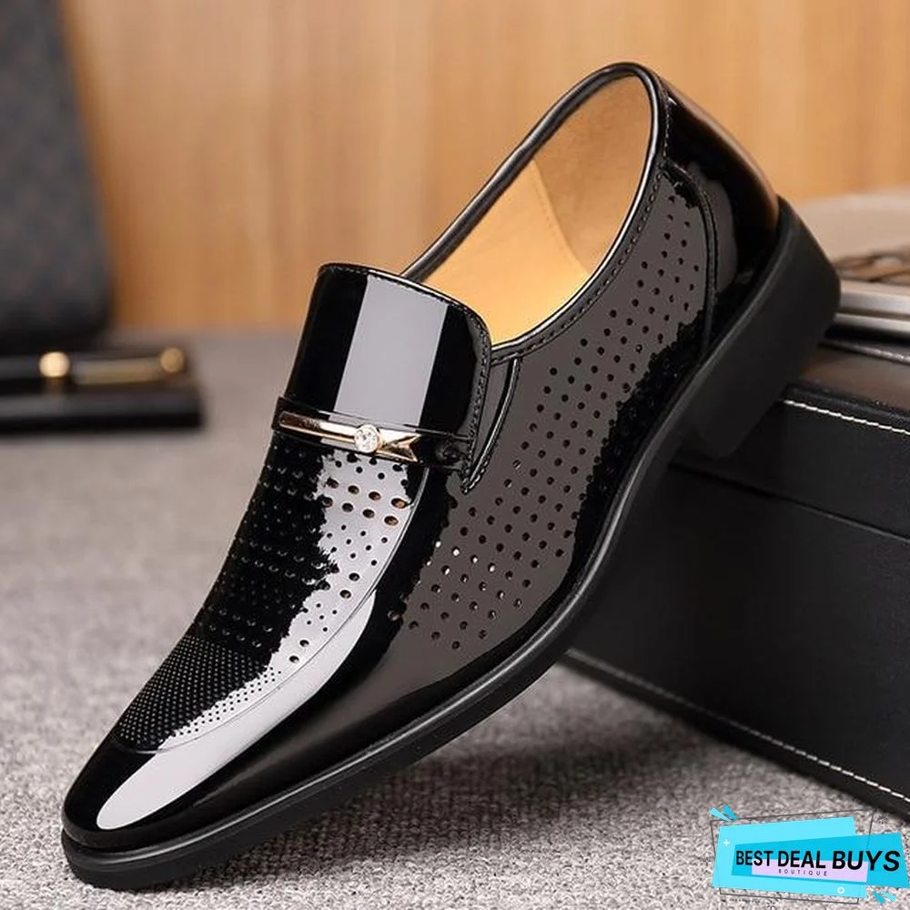 Leather Formal Flats Breathable Gentlemen Oxford Lace Up Business Wedding Shoes