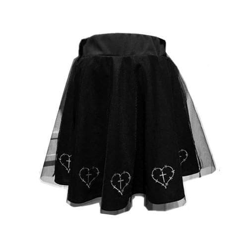 Black Gothic Hearts Crossed Skirt SP1710197