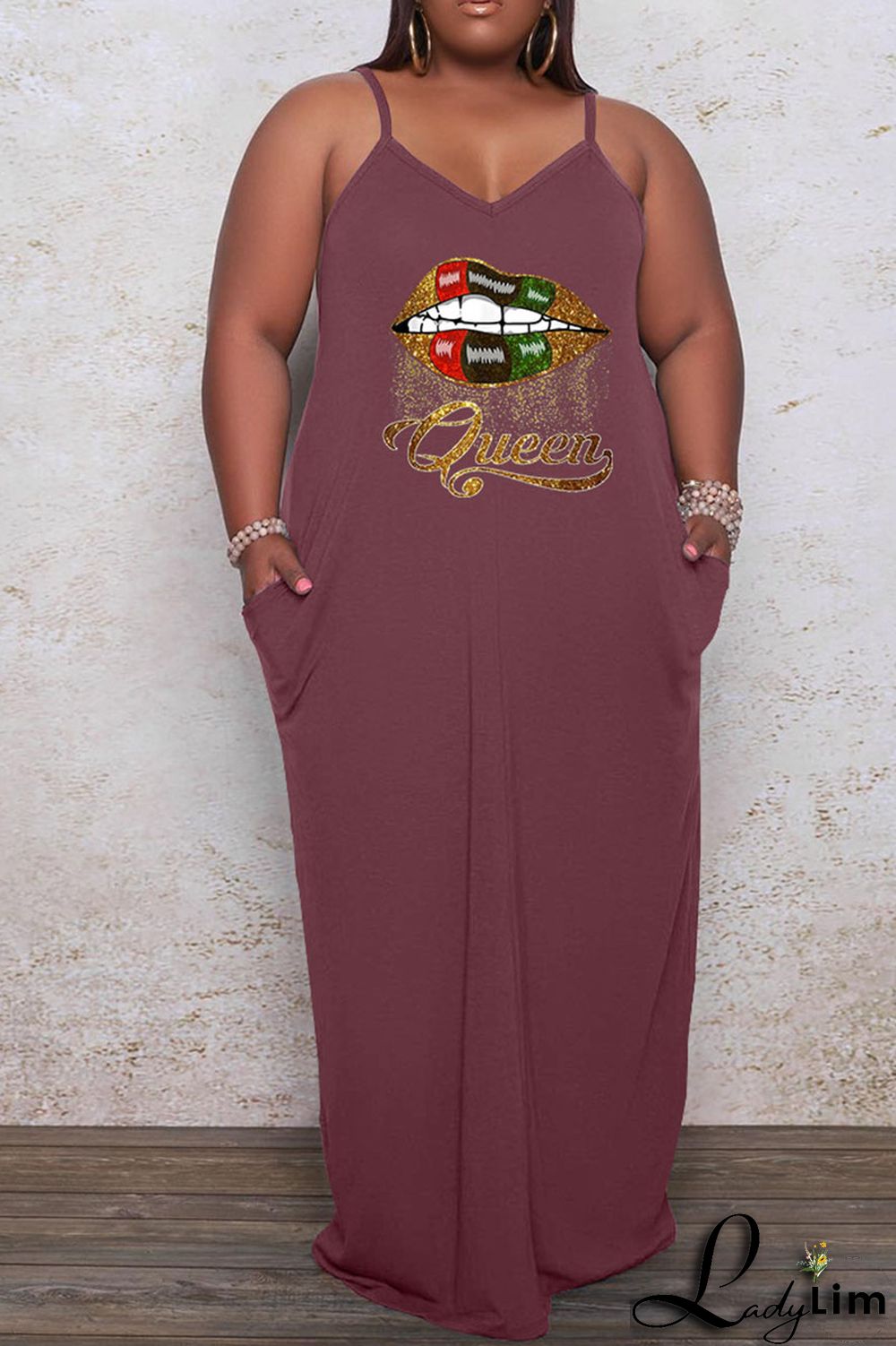 Black Casual Print Split Joint Spaghetti Strap Sling Dress Plus Size Dresses