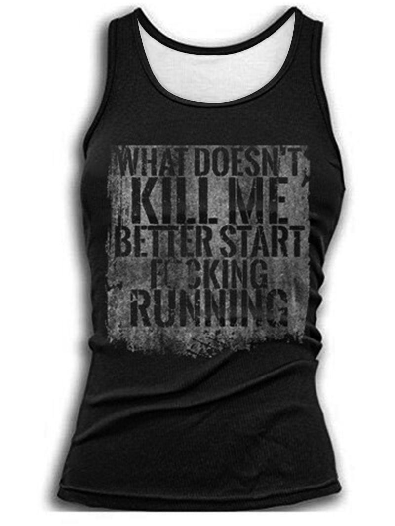 Letter Print Tank Top with Thin Straps