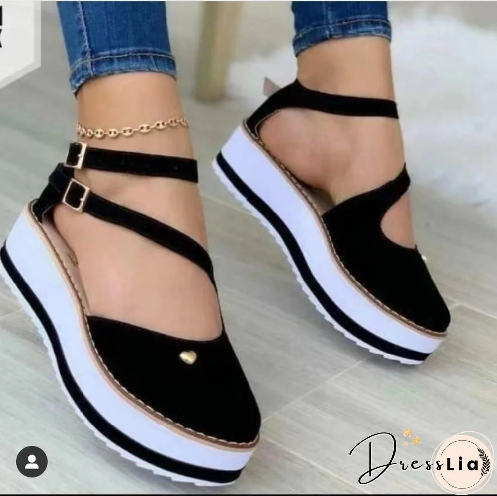 Platform Wedge Sandals Closed Toe Round Head Womens Shoes Comfort Summer Outdoor Sports Beach Height Increase Sneakers