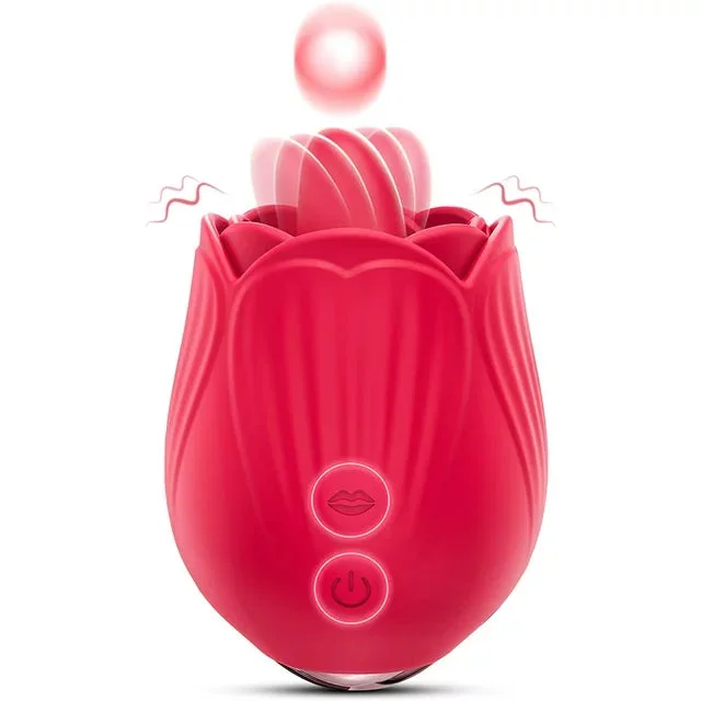 Rose Toy Vibrator for Women, Clitoral Stimulator Tongue Licking Toys Mini Vibrator with 10 Licking 10 Vibration Modes, Clit Nipple Licker Swing Toys, Rechargeable Adult Sex Toys & Games