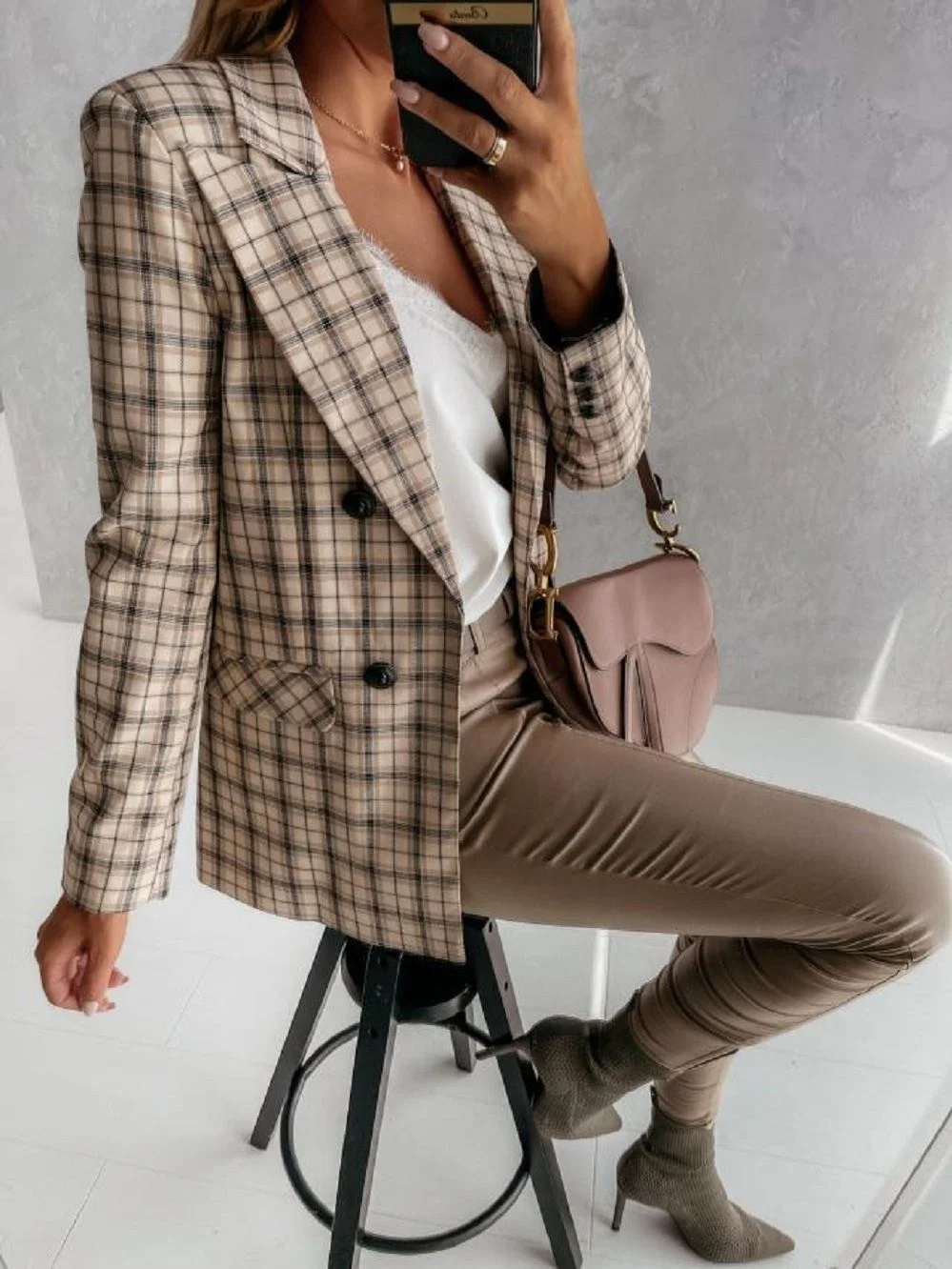 Vintage Tweed Blazer Fit Blazer Girls Fringe Top Suit Jacket Office Ladies Chic Slim Ladies Spring Autumn Collar Hooded Style