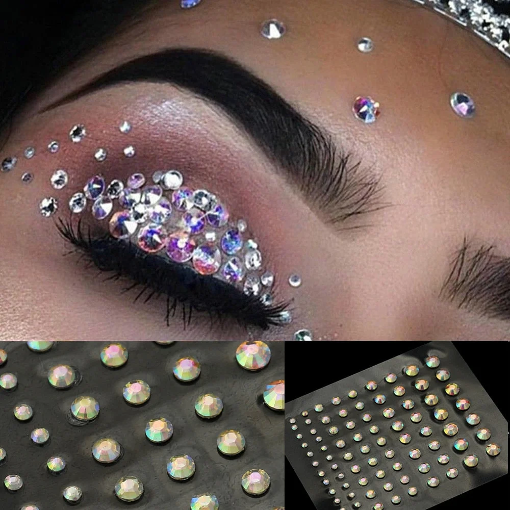 2021 Fashion Women Tattoo Diamond Makeup Eyeliner Eyeshadow Face Sticker Jewel Eyes Makeup Crystal Eyes Sticker