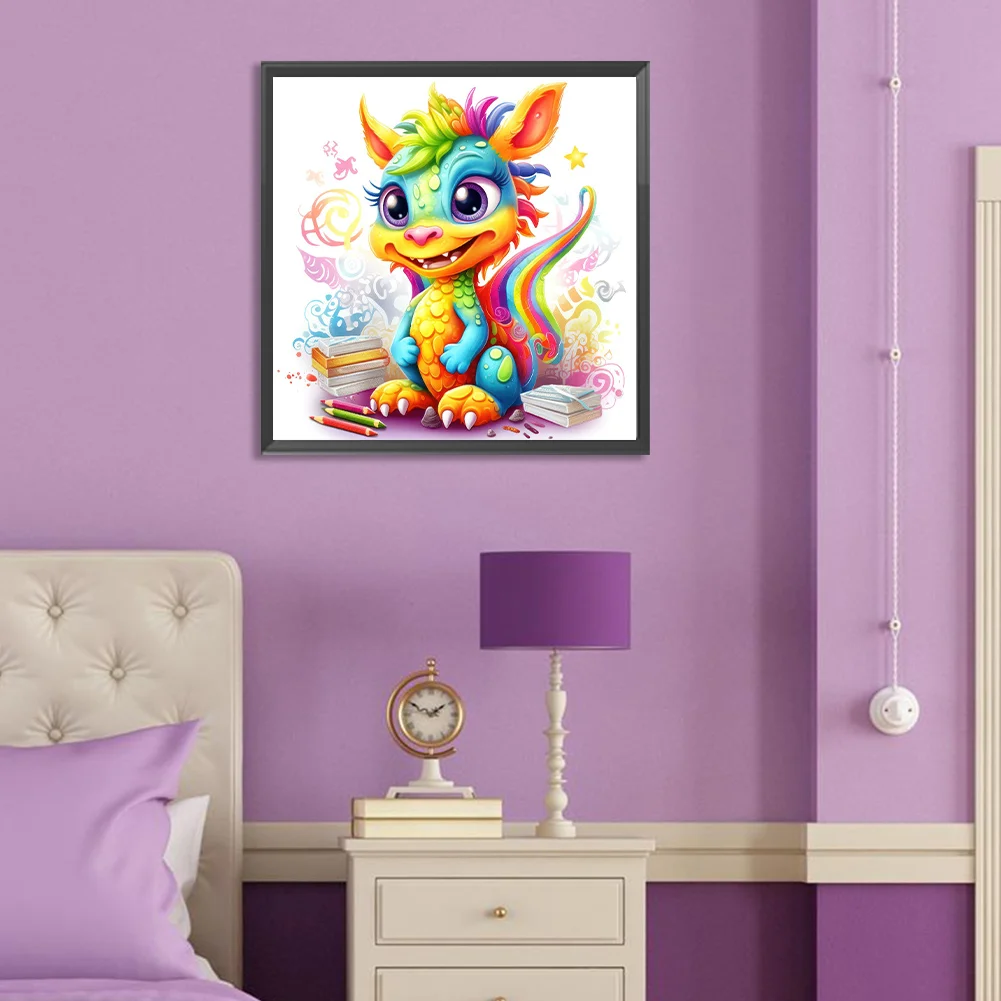 Full Round Diamond Painting 30*30cm - Colorful Little Dinosaur