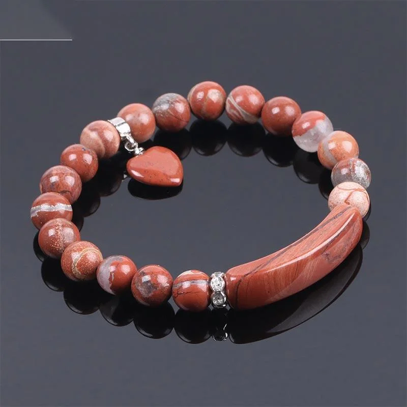 Natural Quartz Love Heart Healing Beads Bracelet