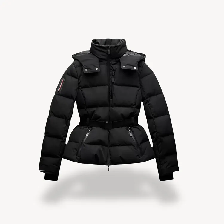 Women&acirc;s Black Puffer Jacket &acirc; Belted, Water-Resistant, Insulated