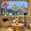 3PCS-5 5D DIY Diamond Painting Wind Chimes Suncatcher Kit Double Sided Diamond Art Kits Suncatcher with Crystal Pendant for Home Wall Window Decor Adults DIY Art Craft