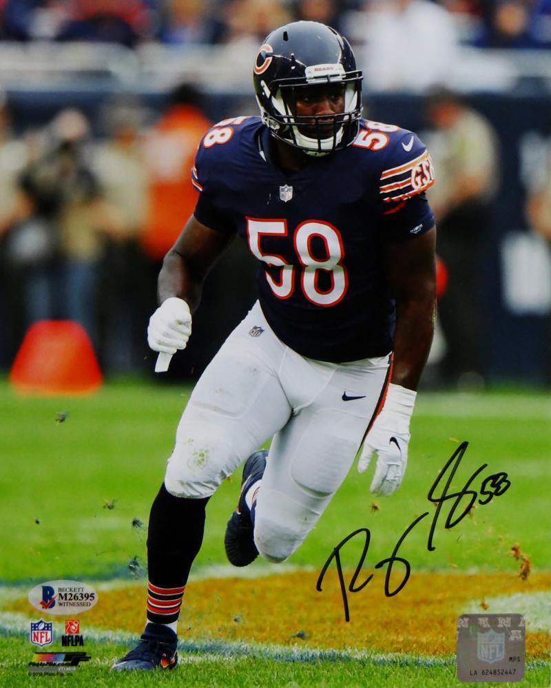 Roquan Smith Autographed Chicago Bears 8x10 Running *Sig Right PF Photo Poster painting- Beckett