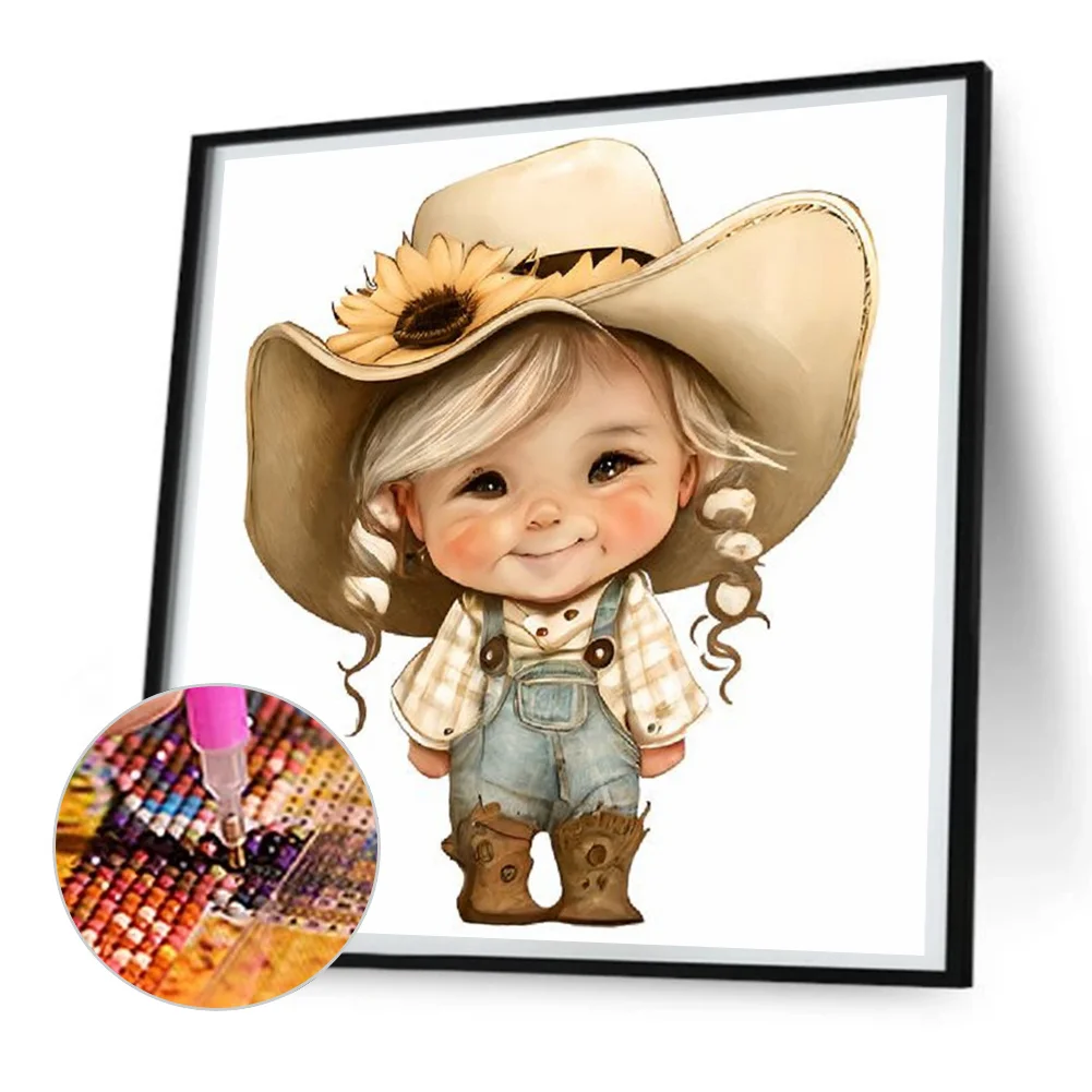 Diamond Painting - Full Round Drill - Farm Cowboy Kids(Canvas|30*30cm)